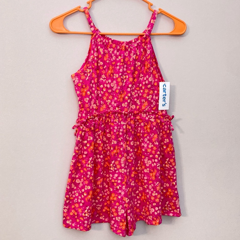 Carter's Girls Pink Floral Romper Jumpsuit Sortall Size12 NWT Girlhoodcore
